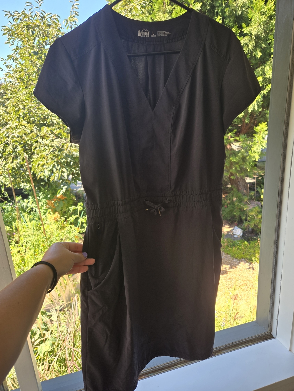 REI Black Aoraki V-Neck Travel Dress